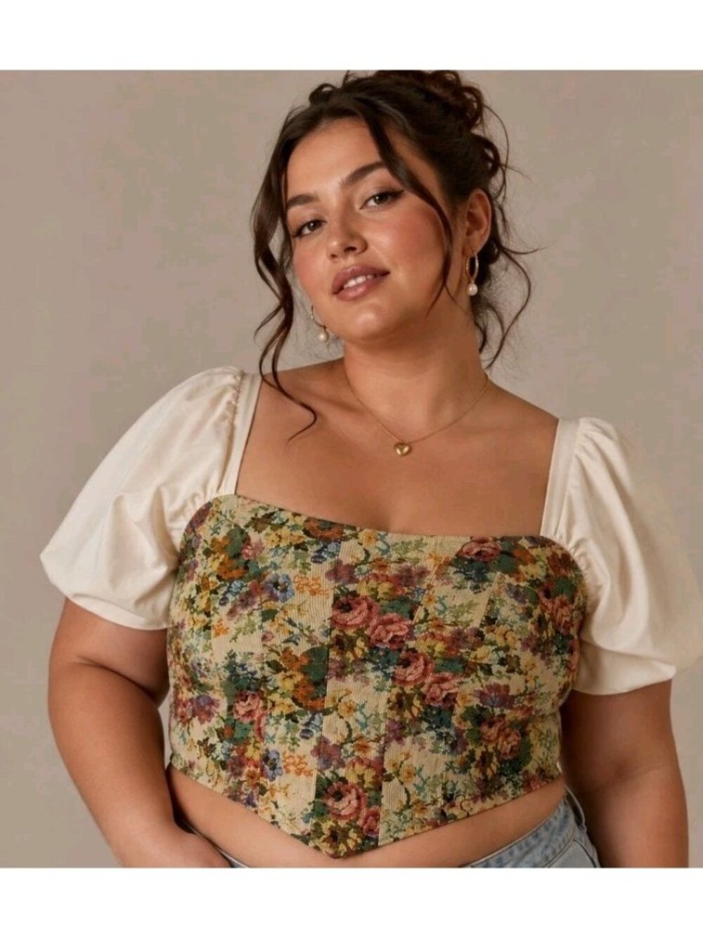 Cider Tapestry Crop Top Boho Peasant Renaissance Size 2XL
